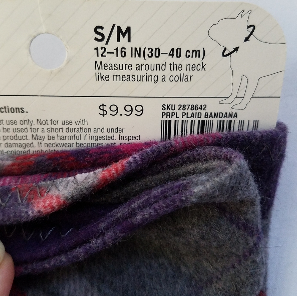 Purple plaid bandana for dogs - Picture 4 of 4